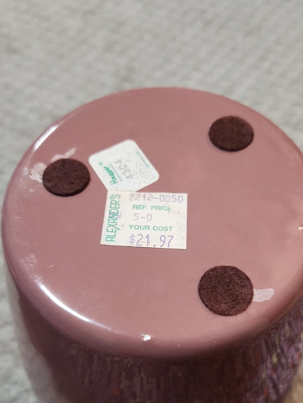 Haeger Vintage 80s Large Ceramic Vase in Dusty Rose Mauve